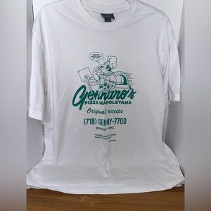H&M GENNARO’S PIZZA Napoletana T-SHIRT Size Large White & Green